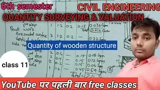 Quantity of wood work & pent work of wooden structure/ 6th semester question SURVEYING AND VALUATION