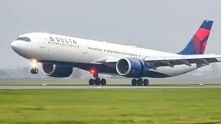 (4K) Schiphol airport Plane spotting - 5 A330's making smooth landings!