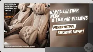 Universal Car Headrest & Lumbar Support Cushion &ndash; Nappa Leather Neck and Lumbar Pillows for Comfort