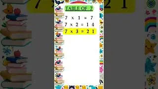 Easy Maths Table of 7 for kids #learn #learningisfun #learningtogether #learntables #tableforkids