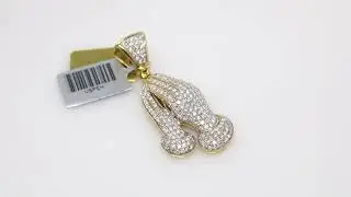 Natural Diamond 10kt Yellow Gold Praying Hands Pendant