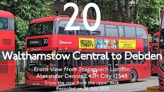 【London Bus 2023】20 Walthamstow Central to Debden/East London/Full Route Visual