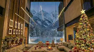 Luxury Alpine Christmas ❄️ Cozy Fireplace Ambience & Relaxing Jazz Music for Relaxation