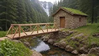 Man Builds an Indestructible Stone Shelter on a Remote Mountain Ledge: Alone Beside a Wild Stream