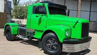 finalmente concluída a reforma da cabine do jacaré verde , Scania 111s 1980 ,