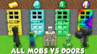ALL MOBS vs SECRET DOORS in Minecraft ! ALL MOB SECRET PASSAGE BATTLE !