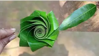 Mango leaves in to Rose flower/mango leaves craft ideas