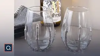 Home Reflections S/2 Skeleton Hand Wine Glasses | QVC