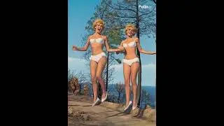Ansichtskarte der Kessler-Zwillinge im Bikini #postcard #vintage #blonde #60sfashion  #bikini