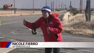 Reporter faces intense winds in Golden, Colorado
