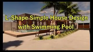 L Shape Simple House Design with Swimming Pool