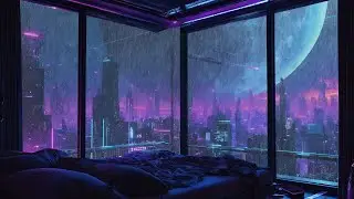 Soothing Rain Over Futuristic Neon City &ndash; Cyberpunk Ambience for Sleep & Work