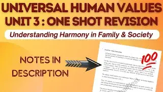 UHV UNIT 3: ONE SHOT | Harmony in Family & Society | Universal Human Values || AKTU 2025