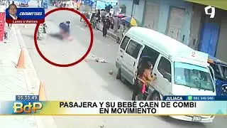 Pasajera y su beb&eacute; caen de una combi en movimiento en Juliaca