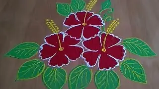 creative simple hibiscus rangoli 5×3 dots