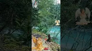 The angel gives an apple to the hungry & lonely little cat|dreamy nature| Subscribe to see more