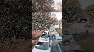 a driver, seemingly drunk or completely out of control, plows through four parked cars & vanishing