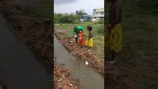paper boats tho water lo  shikaru#kids playing with boats in rainwater