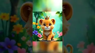 Cute Little Lion Cub in the Magical Jungle