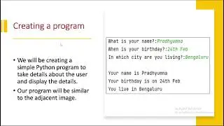Class 2 - Python Basics - Taking input from the user