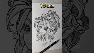 🎨10sec🎨How to draw anime girl so easy | Elf【Drawing techniques #83】#shorts