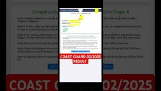 Coast Guard Gd 02/2025 Result 😲 Out | Indian Coast Guard Result & Cut off #shorts #coastguard