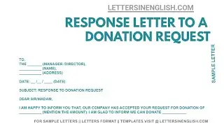 Response Letter to a Donation Request &ndash; Sample Letter Responding to a Donation Request