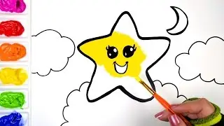 Coloring Happy Star Coloring Book, Drawing a Star for Kids