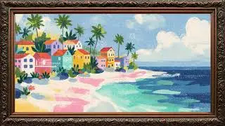 Frame Tv Art | DREAMY VIBES ON THIS SUNNY BEACH Frame TV art 4k | Golden Framed Art