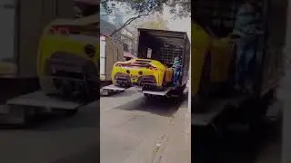 Unloading Accident of super car from container 😳😰 #shorts #accident #supercar #viral #trending