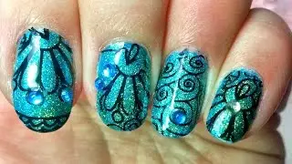 Nail Stamping Tutorial   Mysterious Jewels   Born Pretty Plate L002
