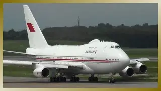 Bahrain VIP Boeing 747-SP A9C-HAK departing Hamburg Airport