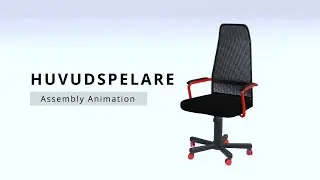 3D animation of assembly furniture - HUVUDSPELARE gaming chair, Ikea