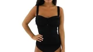 BLEU Rod Beattie Solid Shirred D Cup Tankini Top | SwimOutlet.com