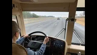 My wife's 1st time driving our Prevost H3-45