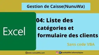 Liste des catégories et formulaire clients sans code VBA -NunuWa-v1.0 Gestion de caisse sur Excel.
