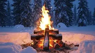 6 HOURS Winter Campfire in Snowy Forest 🔥 4K Cozy Crackling Fire Sounds  Relax &bull; Sleep &bull; Study