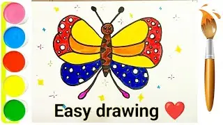 🦋 Easy Butterfly Drawing for Kids | Step by Step Drawing 🎨 #youtubechannel #newartist 
