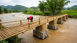 TIMELAPSE : Building A $5000 Bridge Across The Stream To An Isolated Farm In The Forest