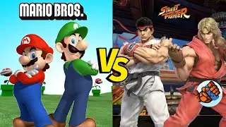 Mario Bros versus Street Fighter (Mario and Luigi vs Ryu and Ken) | Super Smash Bros Ultimate