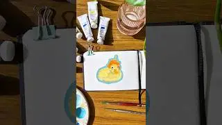 Paint a duckling with a little flower hat with me 🦆🌸☀️ #shorts