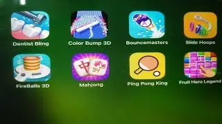 Dentist Bling, Color Bump 3D, Bouncemasters, Slide Hoops, FireBalls 3D, Mahjong, Ping Pong King, Fru