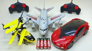 Radio Control RC Flying Helicopter with Rechargeable  RC Light Car and Airplane Unboxing & Testing 😍