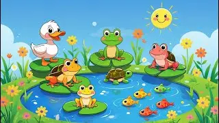 🐸 Toddler Song About Pond Animals | Learn with Ducks, Frogs, Turtles & Fish | TinyJoy Time
