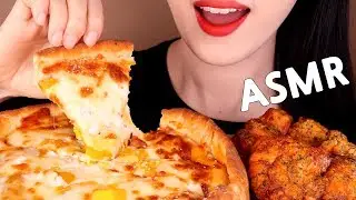 ASMR CHEESY CHICAGO PIZZA+CHICKEN eating sounds MUKBANG 시카고피자+고추바사삭치킨 먹방咀嚼音シカゴピザとチキン|Mellawnie ASMR