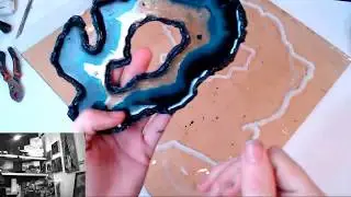 Jeff attempts a FREE FORM GEODE and Erika adds shells and second layer seascape/oceanscape