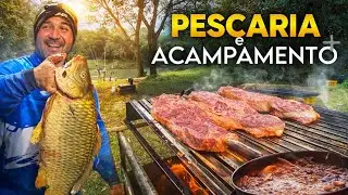 ACAMPAMOS NO RIO DOS SINOS, CHURRASCO E PEIXE FRITO 🏕️🌧️🎣