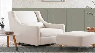 Babyletto Toco Upholstered Swivel Glider and Stationary Ottoman in Performace Cream Eco-Weave, Wate