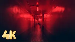 Creepy Red Tunnel Corridor Screensaver, Motion 4K Video Background, Scary Spooky VJ Loop, No Audio