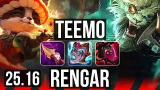 TEEMO vs RENGAR (TOP) | 600+ games | KR Master | 25.16